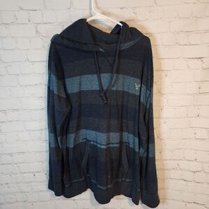 Men's American Eagle "Athletic Cut" Blue and Gray Striped Sweater, Size 3XL